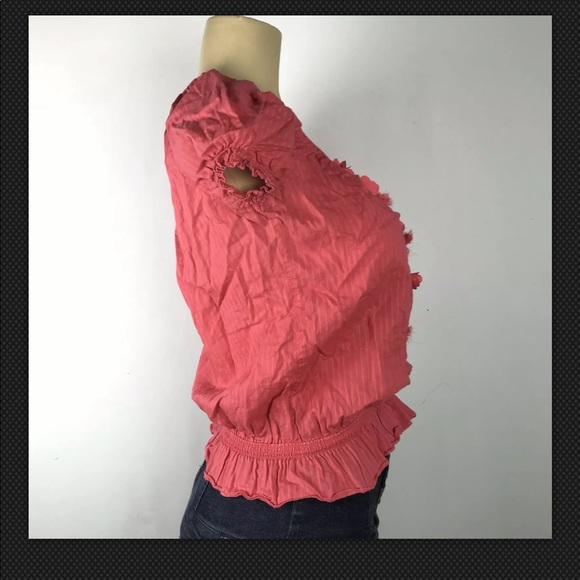 🚩Hollister Top Floral Applique 3 Button Logo Sz M - Picture 4 of 6